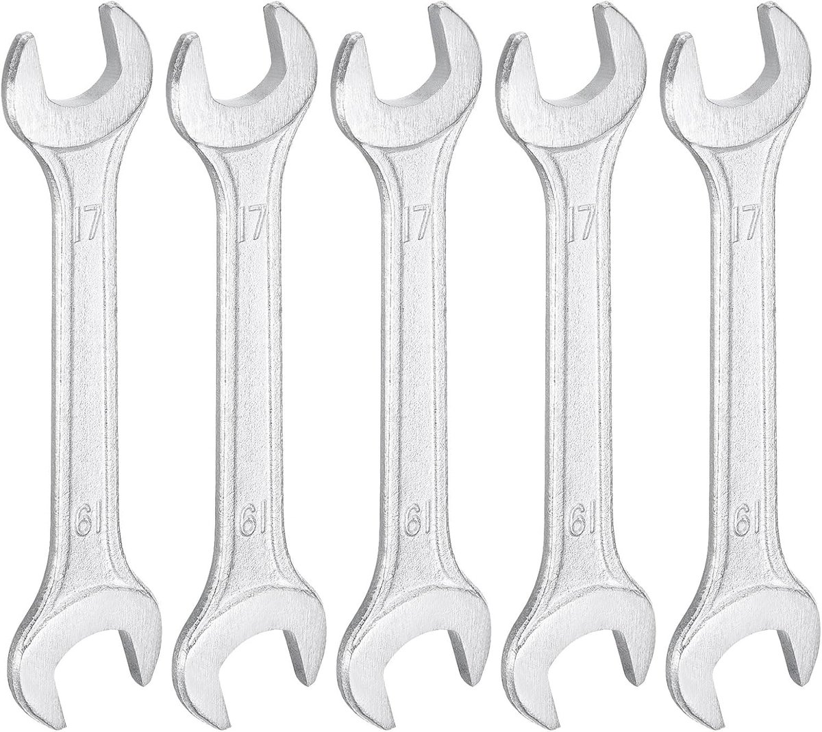 5 stuks 17 mm x 19 mm dubbele steeksleutel metrisch 15 graden dikte 4,5 mm verplaathoek steeksleutel verzinkte moersleutel voor auto, meubelmontage, huishoudelijke reparaties