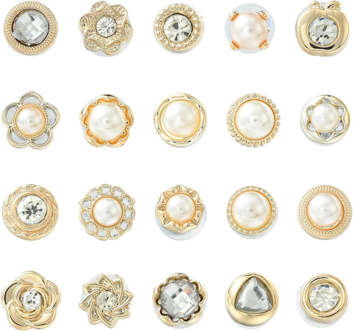 100 stuks 20 stijlen imitatie parels broche pinnen mini bloem broche knoppen met strass revers badge pinnen voor vrouwen bruiloft partij kleding jurk, Zink