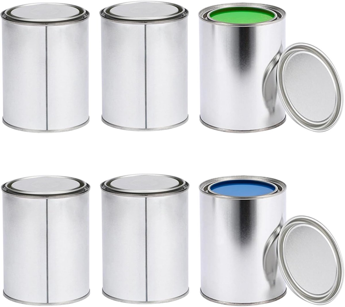 6 stuks metalen blikjes, lakdoos, leeg met deksel, 1000 ml, lak, kleuren, inkt, houder, kleurdozen van metaal, kleine verfdozen, multifunctionele verfemmer voor knutselprojecten
