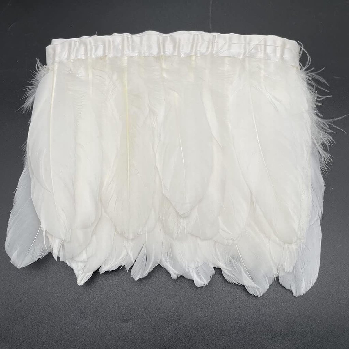 Duck Goose Feather Trim Fringe Naaien Craft 2 Yards (wit)
