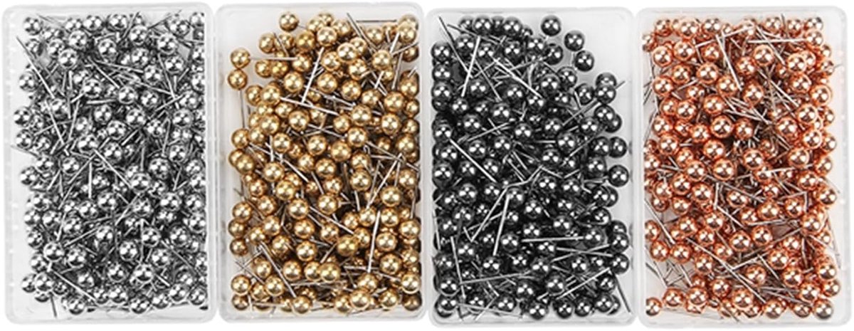 800 Pcs Quatre Couleurs Rondes Tête De Perle Broches Couture Pin Fixe Outil de Marquage Droite Quilting Broches avec Transparent Case