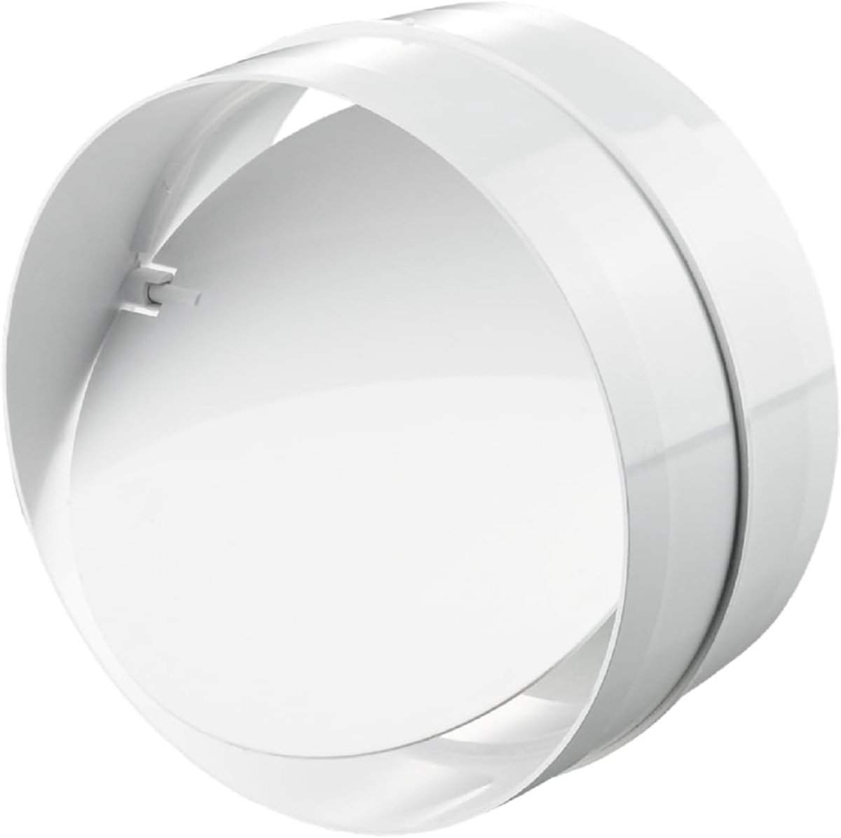 Pijpverbinding met terugslagklep, 100 mm, 125 mm, 150 mm, ventilatiebuis, ronde buis, connector, afvoertoevoerbuis, ventilatiekanaal, pvc-kunststof (Ø100)