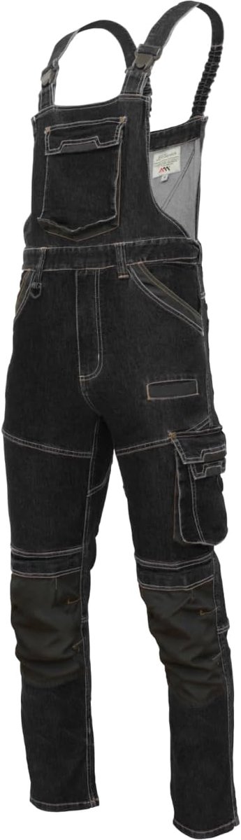 COLEMANN Werkbroek voor heren, stretch, robuust, 13 zakken, versterkte knieën, kniezakken, voor handwerk, bouw, industrie, 70% katoen, zwart/marineblauw