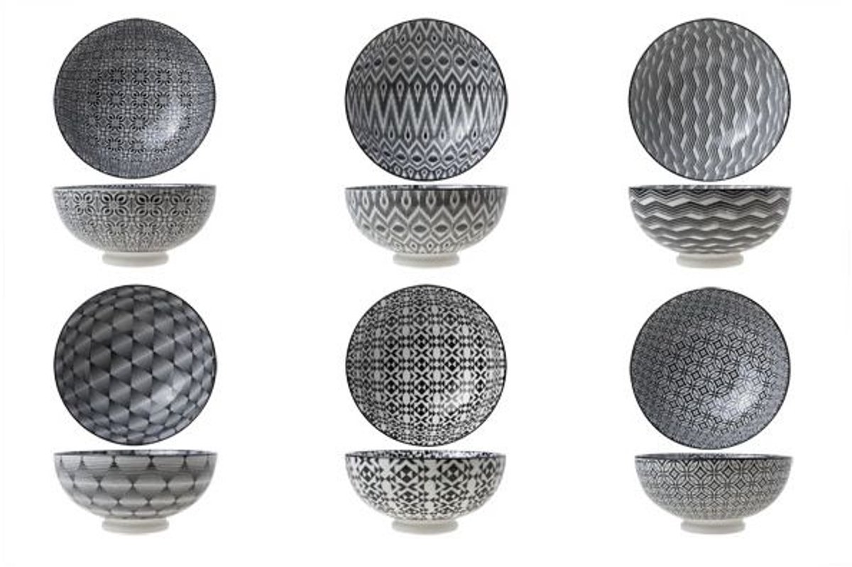 Cosy & Trendy Nikko zwarte kommetjes - Set van 6 - 75cl - D17,5xH8,2cm