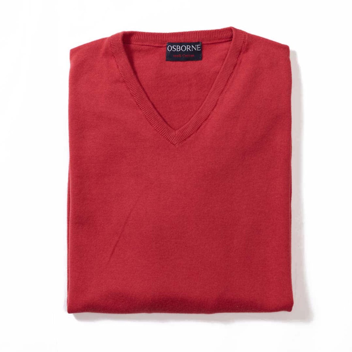 Osborne Knitwear Trui met V hals - Katoen - Red - 2XL