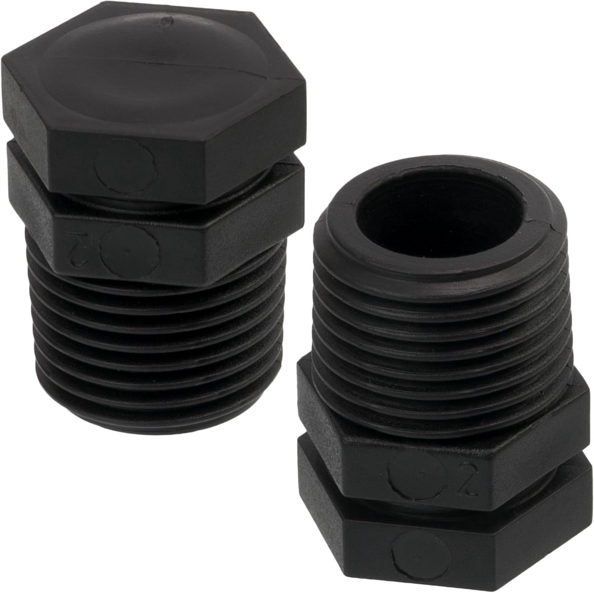 - C75018 - Set met 5 stekkers mannelijk 1/2 inch om te schroeven voor irrigatieslang druppelsysteem - druk max. 10 bar - van polyethyleen - verbindingsstuk voor irrigatiecircuit