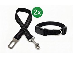 Qutako - Autogordel hond & halsband set - Schokabsorberend - Comfortabel - S