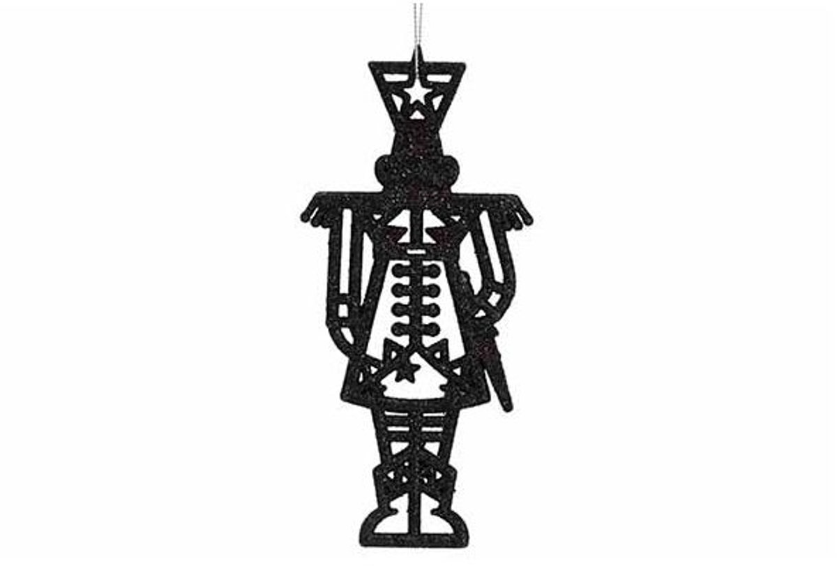 Hanger Nutcracker Glitter Zwart 8xh15cm Kunststof