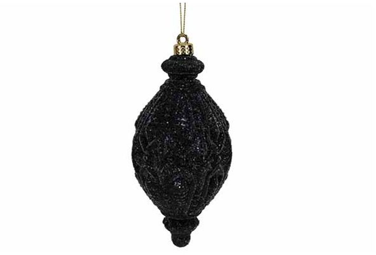 Hanger Drop Glitter Zwart 8x8xh16cm Kuns Tstof
