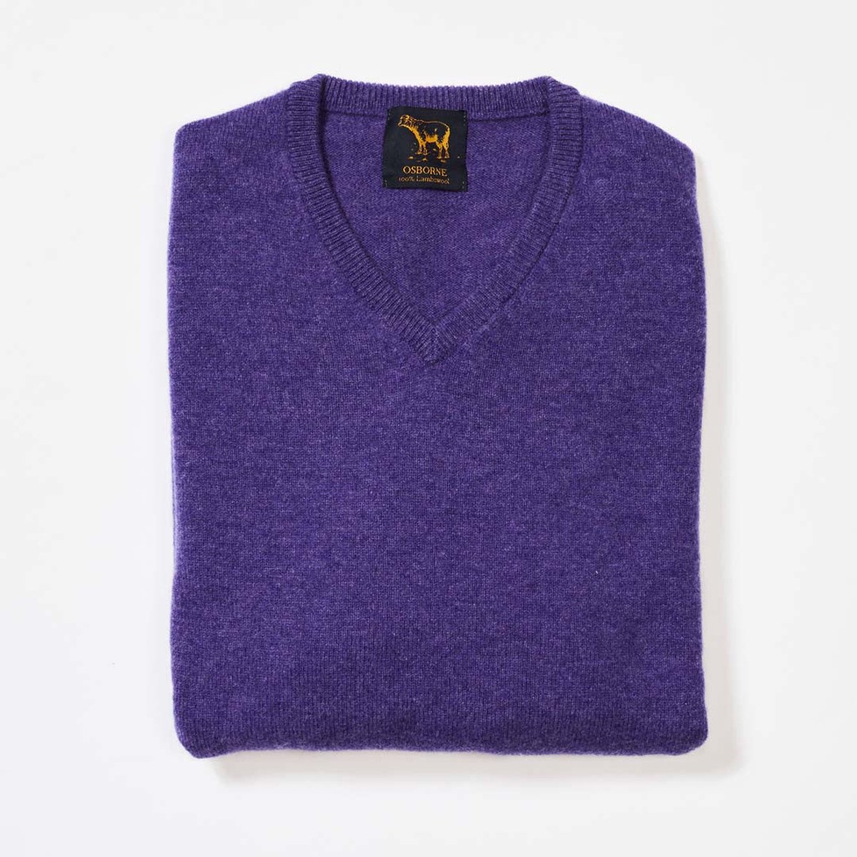 Osborne Knitwear Trui met V hals - Sweater heren in Lamswol - Pullover Heren - Heliotrope - S