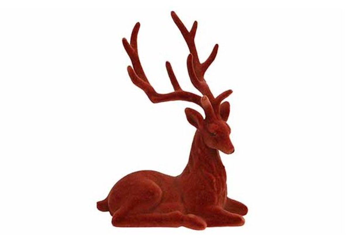 Hert Flocked Roest 16x10xh22cm Kunststof