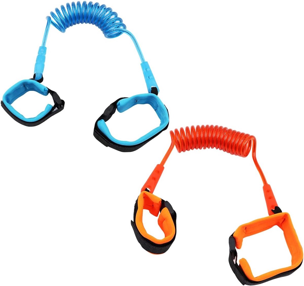 2 STUKS Kinderveiligheidsarmband 1,5 m Kinderriem Verstelbare kinderveiligheidspolsband -Blauw & Oranje