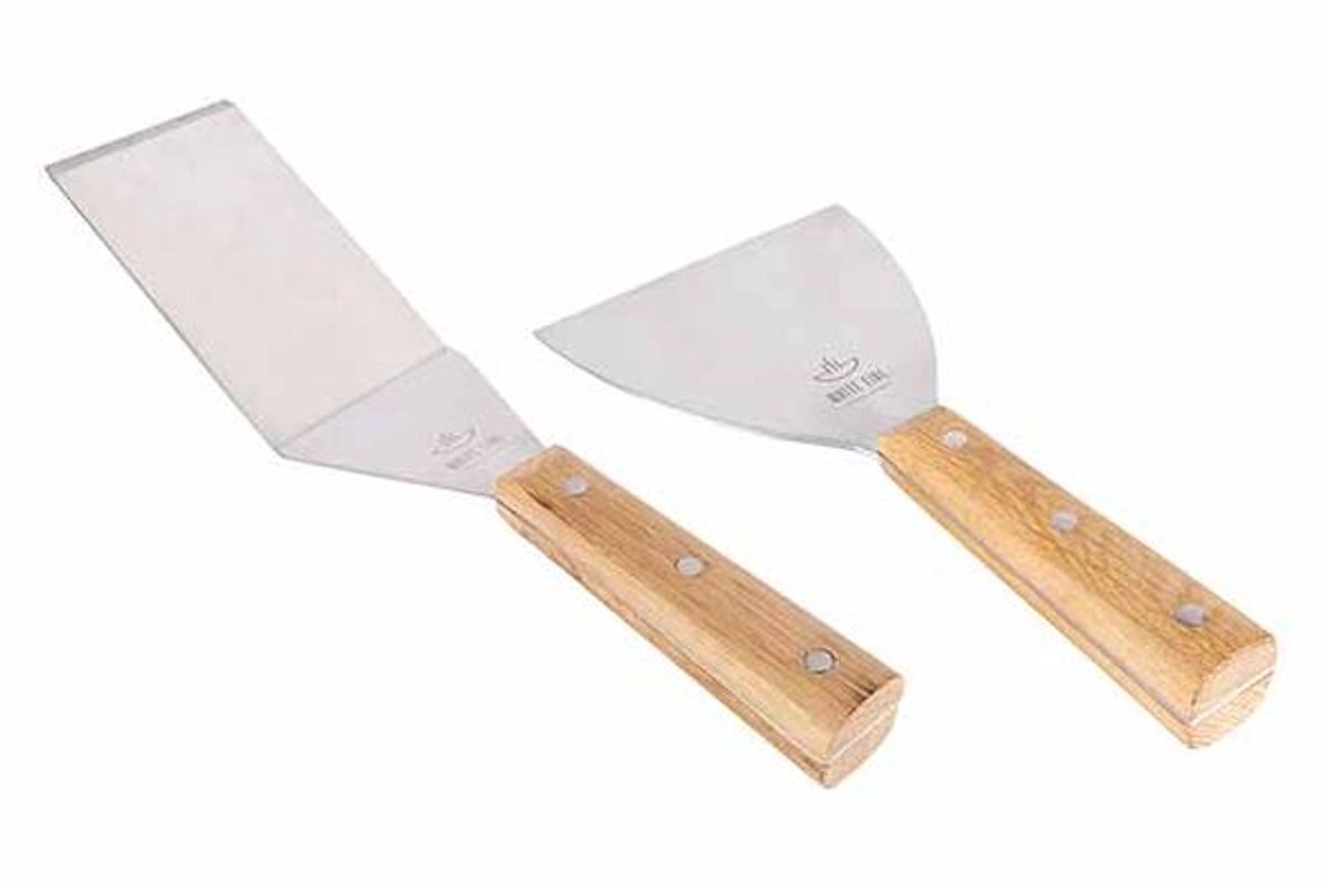 White Fire Spatelset 2pcs Met Eiken Handvat