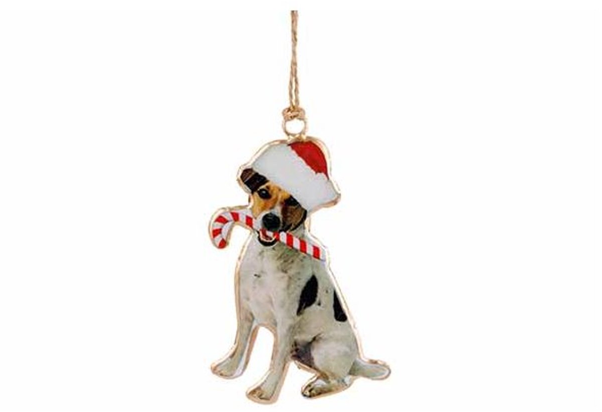 Hanger Vintage Dog Rood Wit 6x,5xh10cm I Jzer
