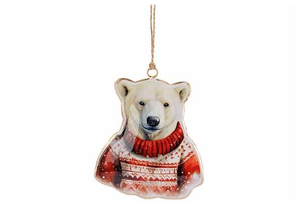 Hanger Vintage Bear Rood Wit 9x1xh11cm I Jzer