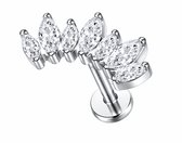 Maevi® Piercing voor Oor - Kleur: Zilver - Formaat: 12 x 6 MM - Titanium - Tragus / Kraakbeen / Helix / Conch - Oorpiercing - Piercing Sieraad - Hoge Kwaliteit - Labret Piercing - Luxe Sieraad - Oorbellen
