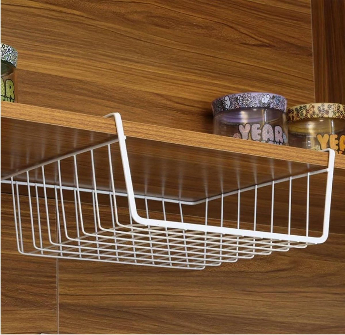 vicusse Opbergmand, 2 stuks hangmanden, rek, metalen hangmand, kastmand, plank om op te hangen, kastorganizer, keuken, keukenkast, kledingkast, wit