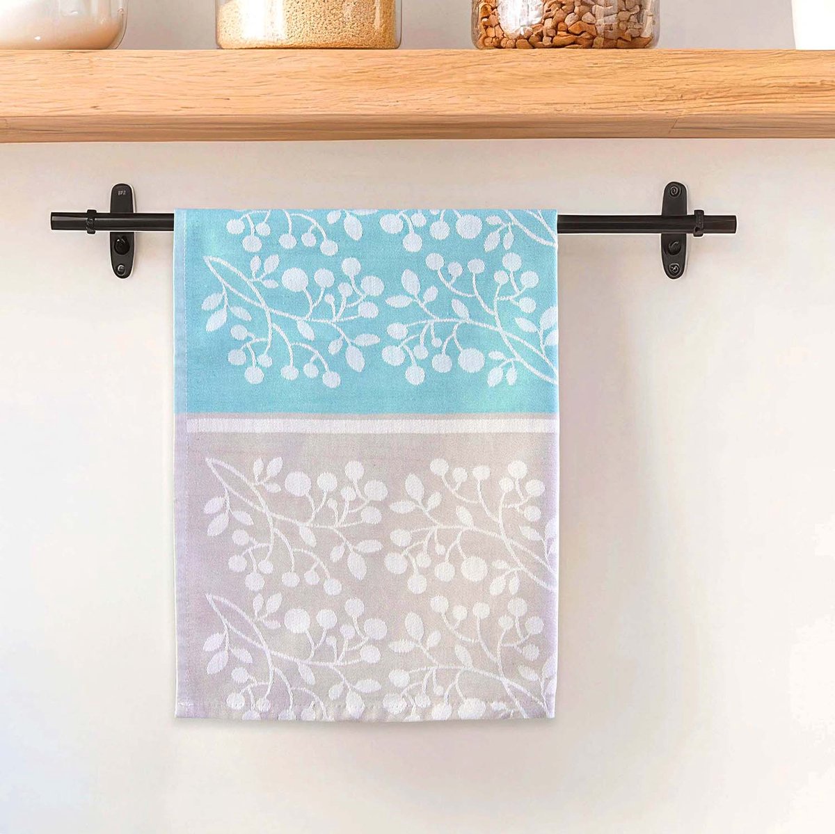 Luxe Keukendoek 50x70 cm - 100% Katoen Jacquard - Licht Turkoois / Aquablauw - Sneldrogend & Hoge Vochtopname