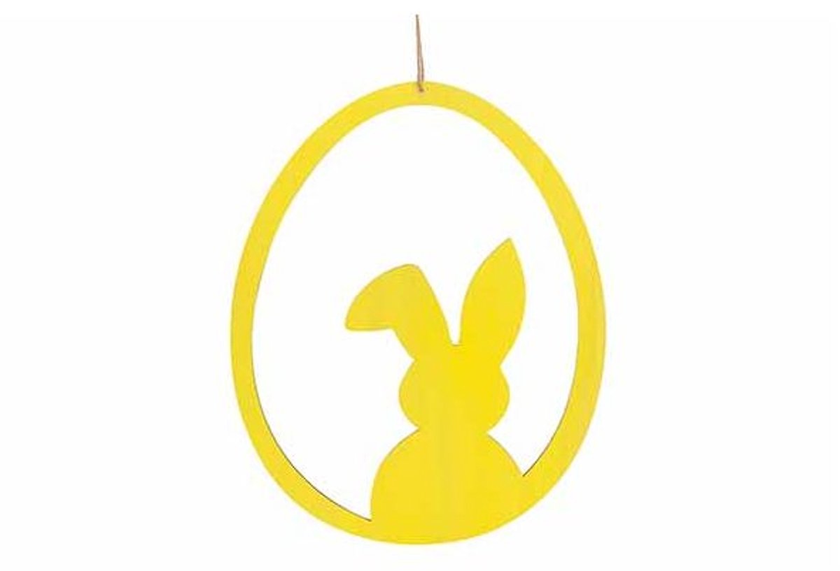 Ei Hanger Open Rabbit Geel 24x,3xh30cm Ovaal Hout