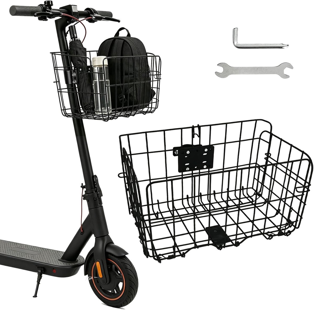 mand voor, fietsmand voor 33,5 × 23 × 18 cm, e-scooter fietsmand eenvoudige montage voor e-scooter en vouwfietsen