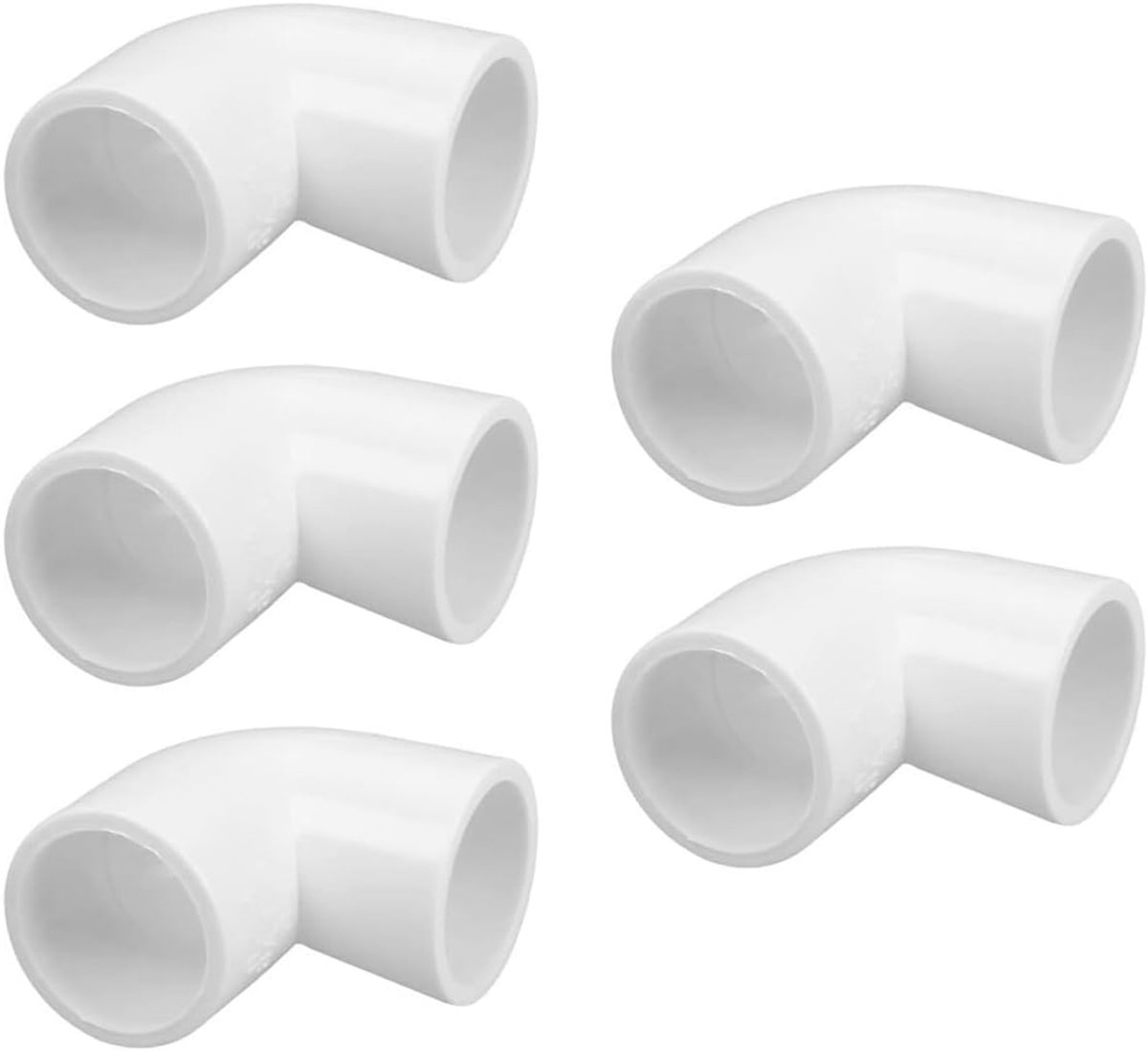 5 stuks PVC 20 mm 90 graden elleboogbuisfittingen, witte haakse connectoren voor industriële irrigatie en woningverbetering
