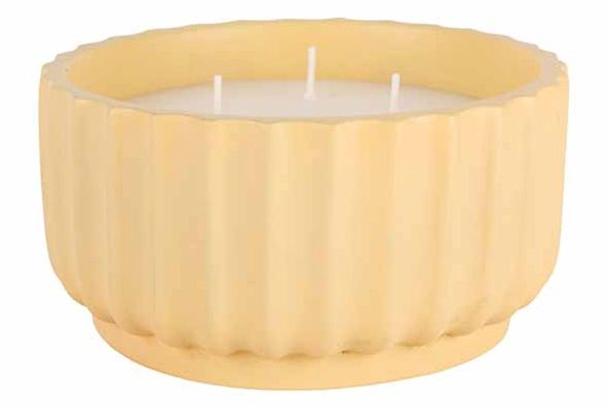 Geurkaars 3 Wicks Geel 14x14xh7,5cm Rond Cement