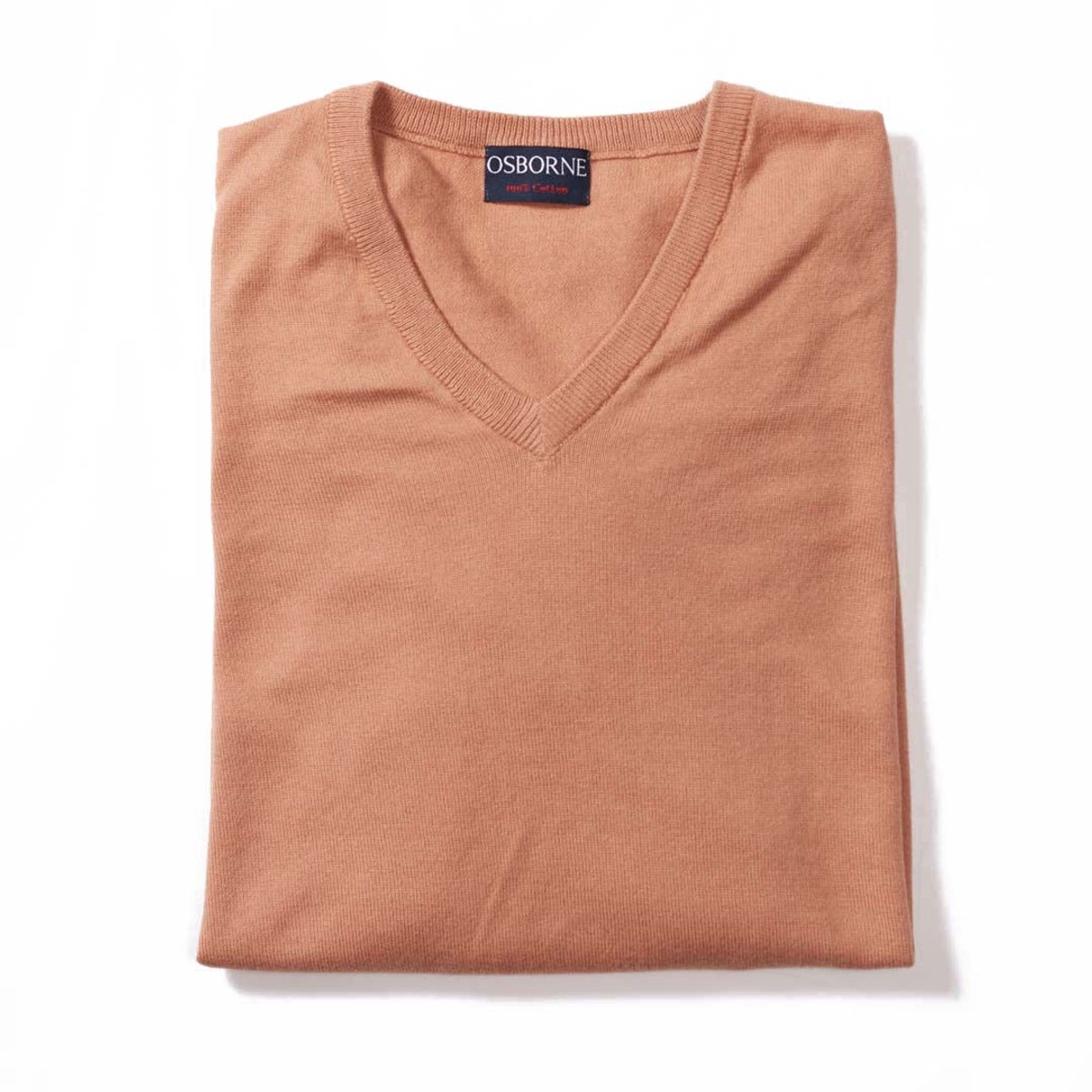 Osborne Knitwear Trui met V hals - Katoen - Camel - 2XL