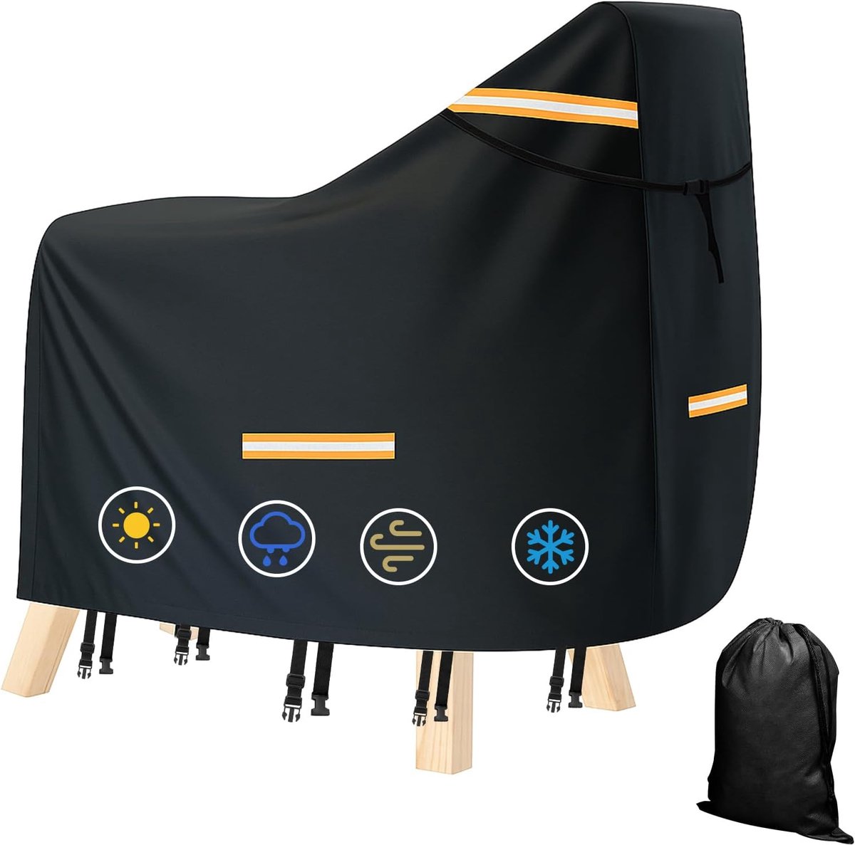 Outdoor Waterproof Wooden Horse Cover, 420D Oxford UV Resistant Garden Horse Tarpaulin with 5 Reflective Stripes - ShopVlot