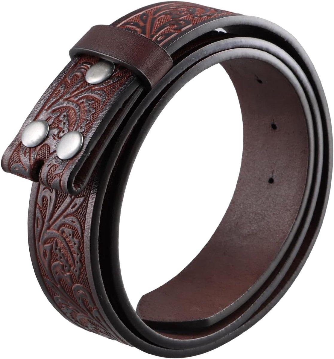 Western herenriem voor dames, 3,7 cm x 120 cm, modieuze retro lederen riem met reliëf met verstelbare gesp - ShopVlot