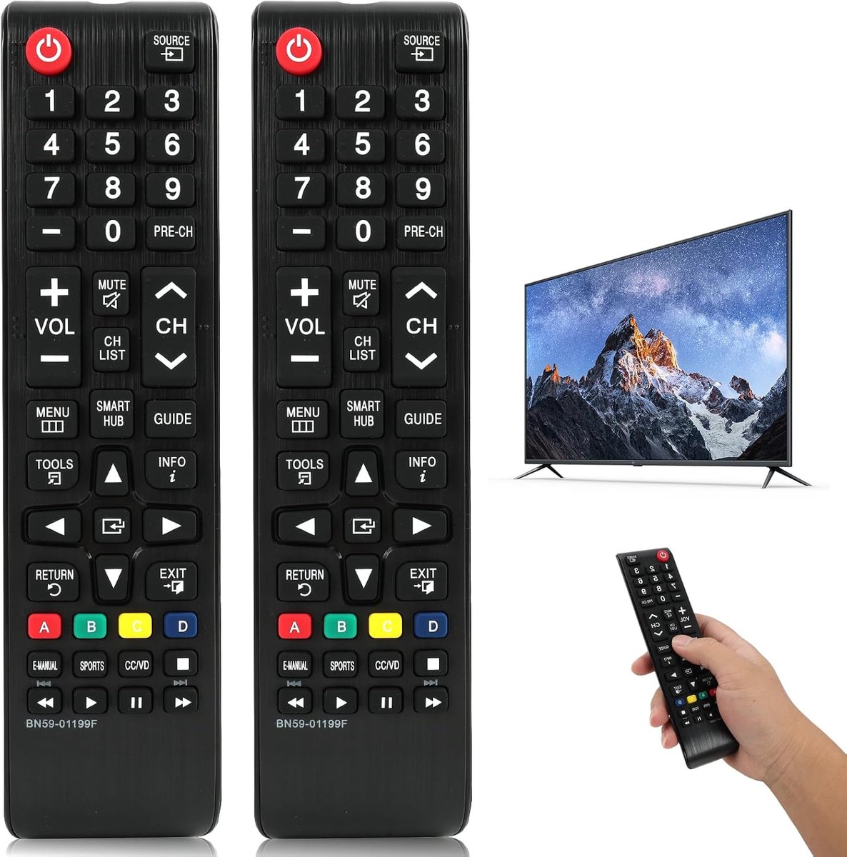 2 stuks universele afstandsbedieningen, compatibel met Samsung TV, vervanging voor alle modellen, eenvoudig te - ShopVlot