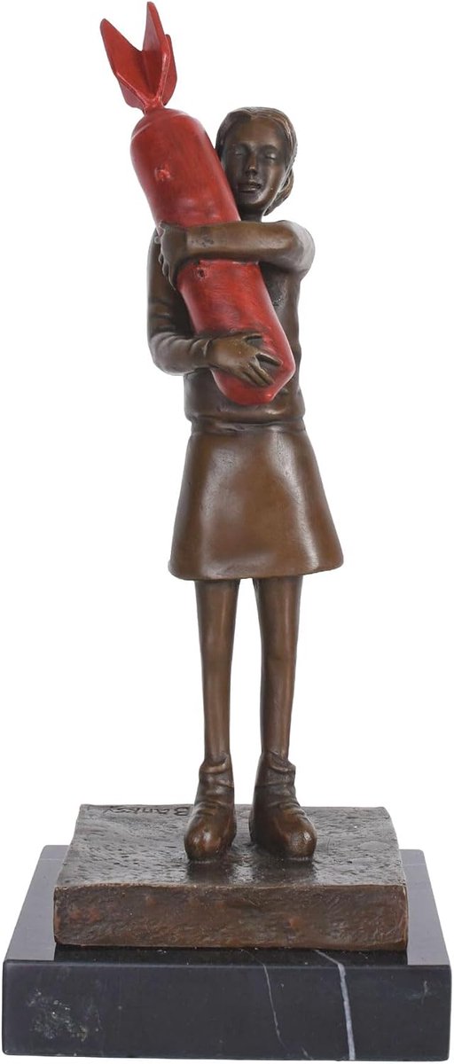 PALAZZO INT Bronzen standbeeld "Rocket Girl" - Banksy stijl sculptuur 42 cm - ShopVlot