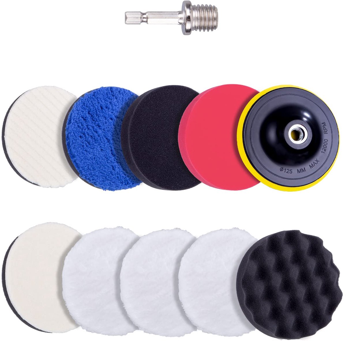 Pack of 11 Car Polishing Pads, 125 mm, Polishing Attachment, Car Polishing Sponges Set, Polishing Set and Polishing - ShopVlot
