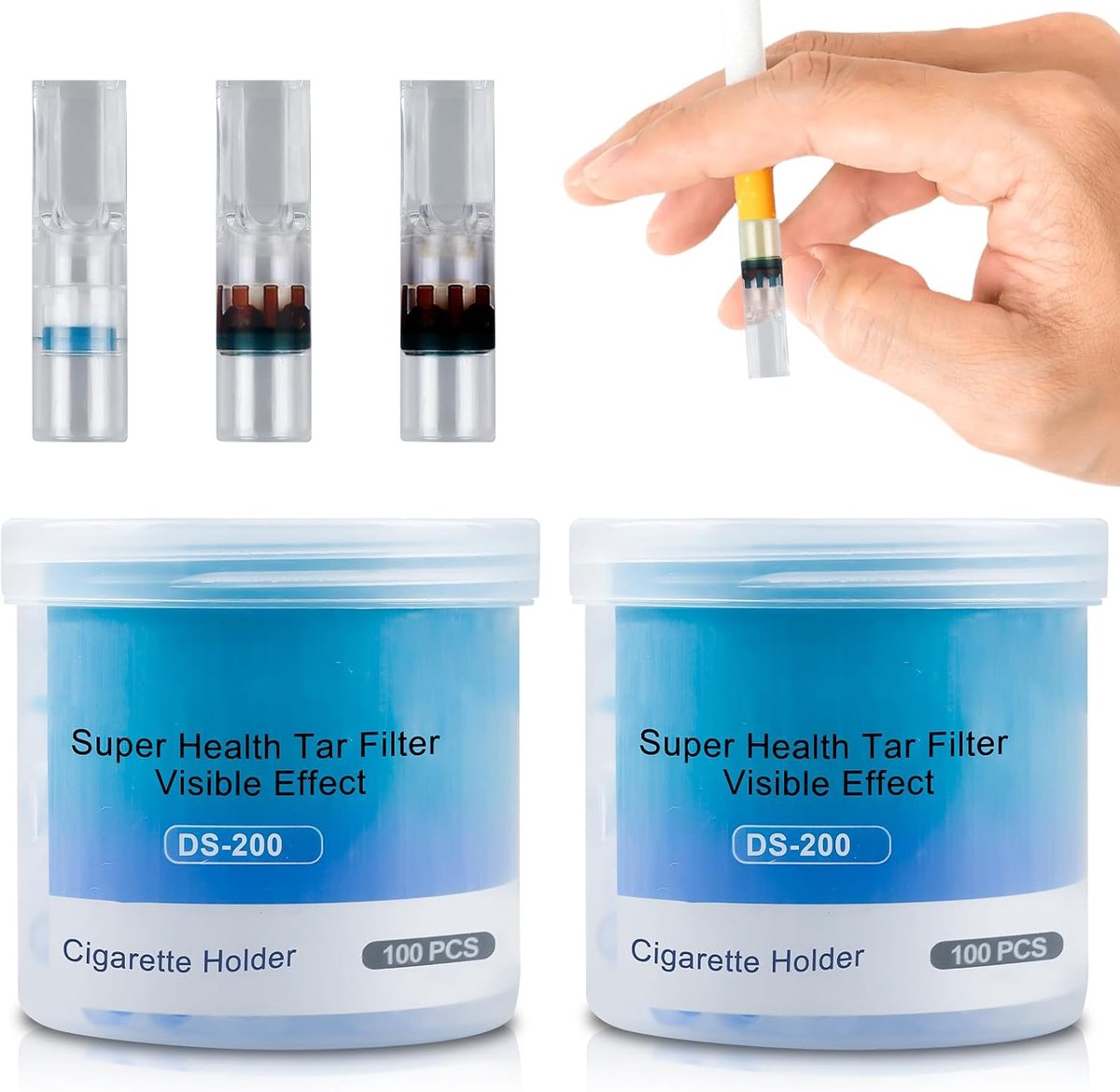Pack of 200 Cigarette Filters, Cigarette Filter Attachment, Cigarette Filter with Triple Microporous Multiple - ShopVlot