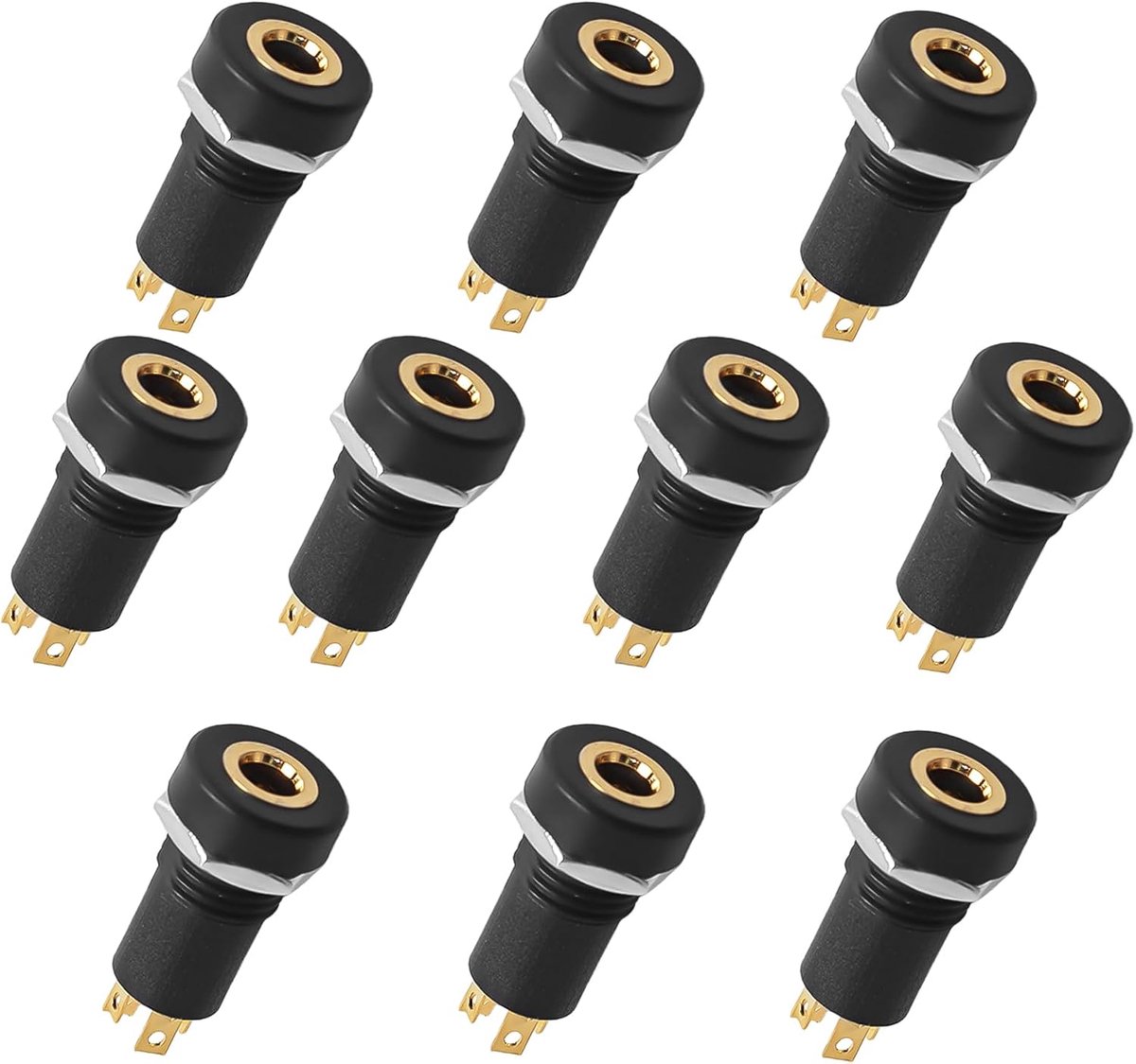 10 stuks 4-polige 3,5 mm audio-aansluiting - 4-pins stereo jackaansluiting, soldeeraansluiting, paneelmontage, met - ShopVlot