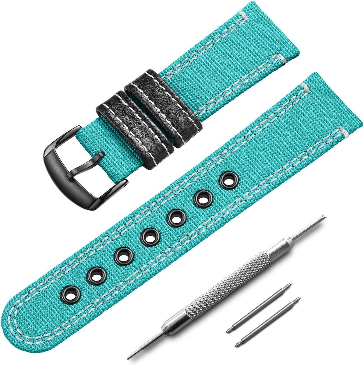 ADDIESDIVE Sport Watch Band Mens Nylon Strap Stainless Steel 22mm Watch Band Replacement Black Blue Grey Khaki - ShopVlot