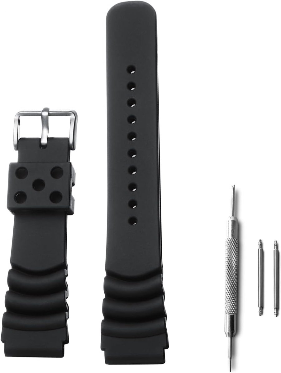 Men's Watch Straps Rubber Quick Release Silicone Watch Straps Black - ShopVlot