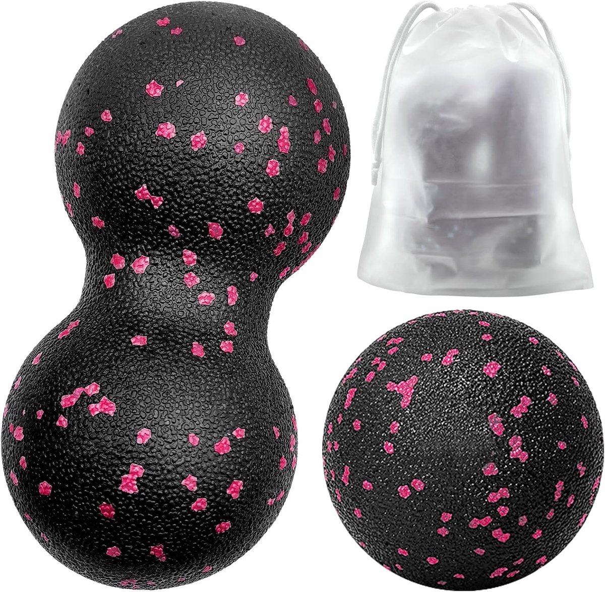 fascia ball and duo ball set of 2 massage balls, small fascia ball for neck for spine, foot, neck and back, pink - ShopVlot