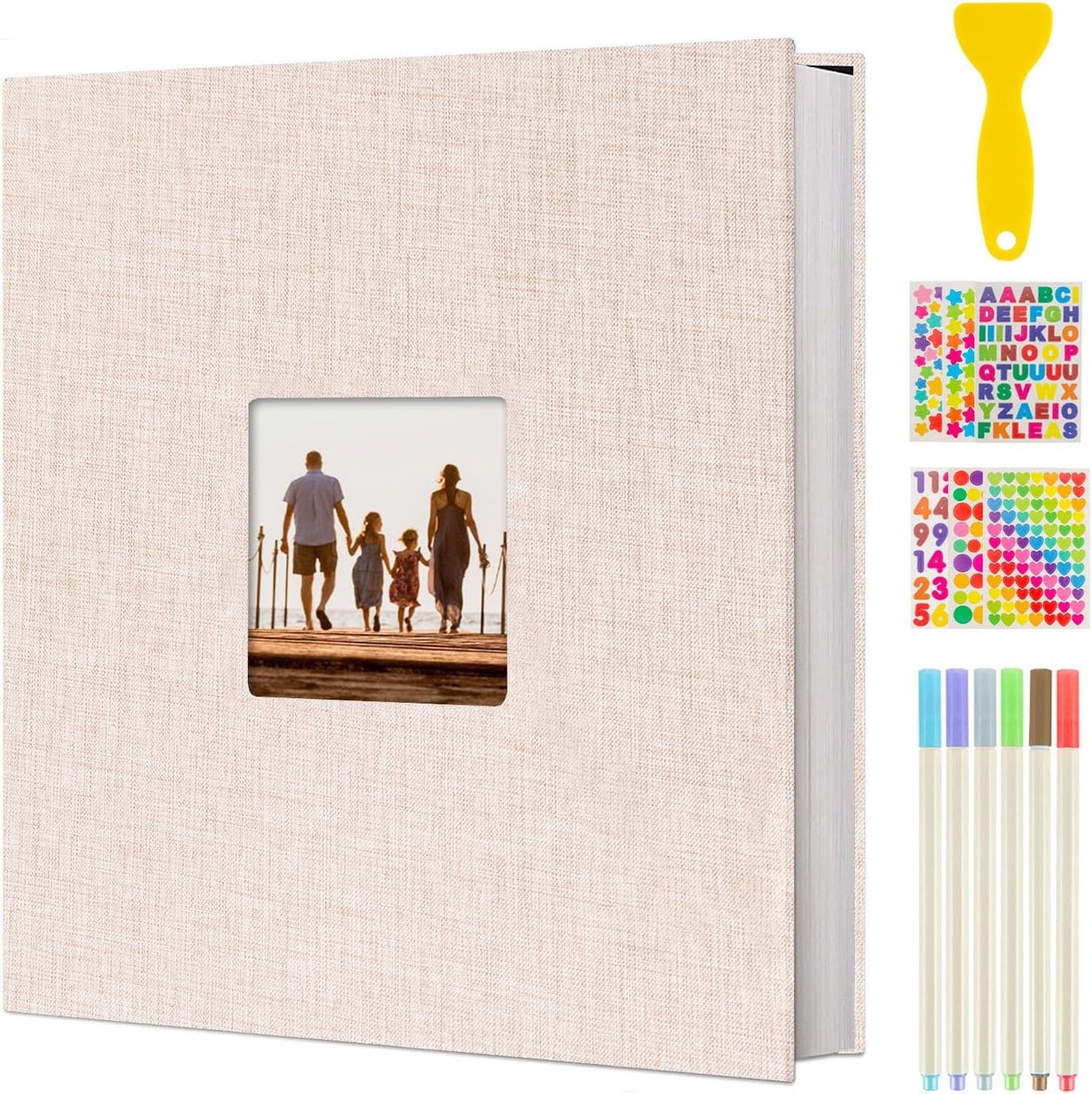 AIOR Photo Album Self Adhesive Paste, Large Linen Scrapbook Photo Albums for Self Design 40 White Pages, for Wedding - ShopVlot