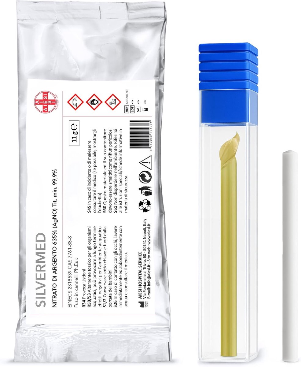 AIESI Pure silver nitrate Ph.Eur. rod 11g AgNo3 SILVERMED 99 - ShopVlot