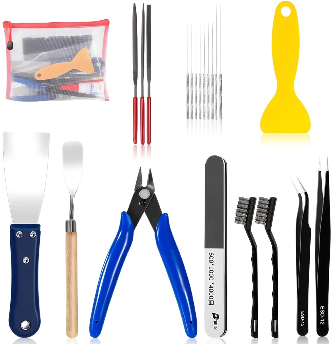 3D Printer Tool Set Deburrer 3D Printer Accessories Tweezers Spatula Wire Brush Diamond Files Cleaning Grinding Rods - ShopVlot