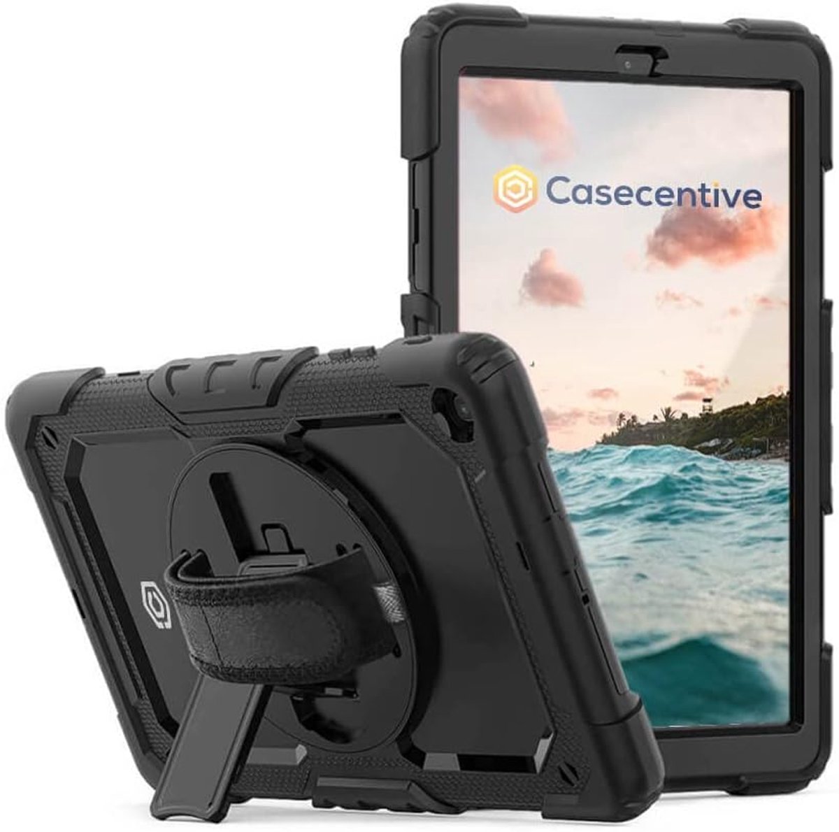 Casecentive Handstrap Pro Hard case with handle Galaxy Tab A 10.1 2019 black - ShopVlot