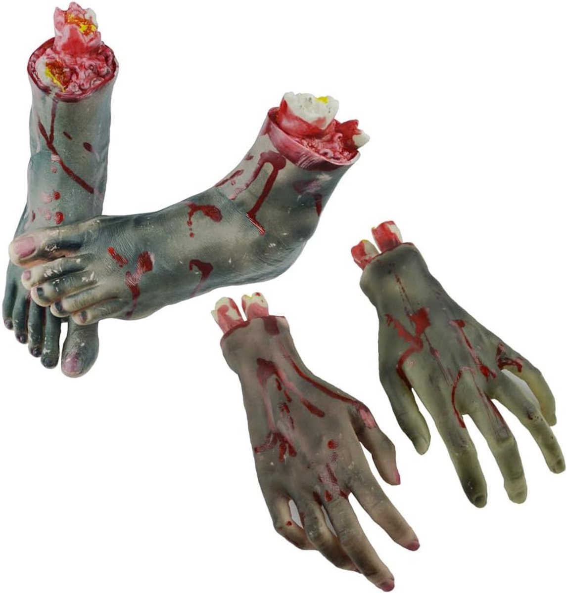 Halloween Parted Hands Feet Set Scary Bloody Broken Body Parts Halloween Props Decorations Separated Horror Bloody - ShopVlot