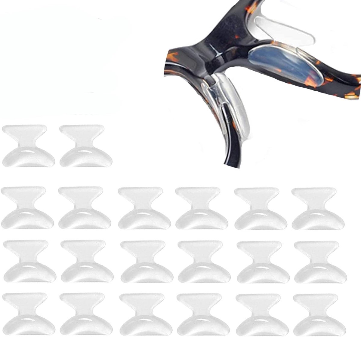 10 paar bril neuspads siliconen, vlindervorm, Transparant, 2.5mm - ShopVlot
