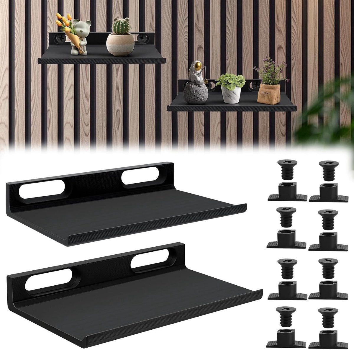 Akoestische panelen, accessoires, 2 stuks, wandorganizer, wandrek, akoestische panelen, rek voor verticale horizontale - ShopVlot