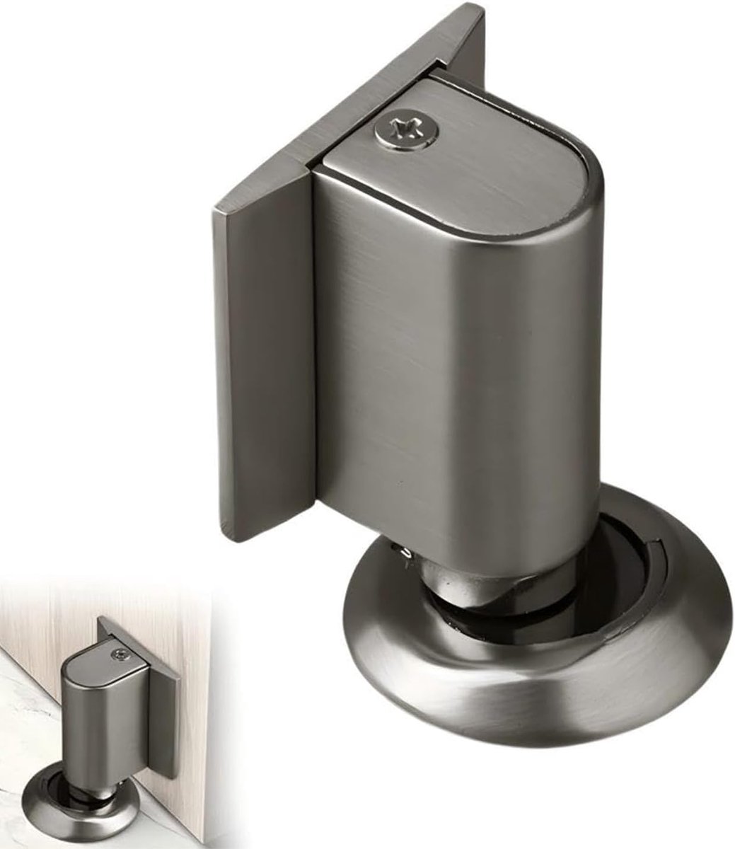 Magnetic Door Stopper Metal Door Stopper Mechanical Door Stopper Floor Mounting for Home Office (Grey) - ShopVlot