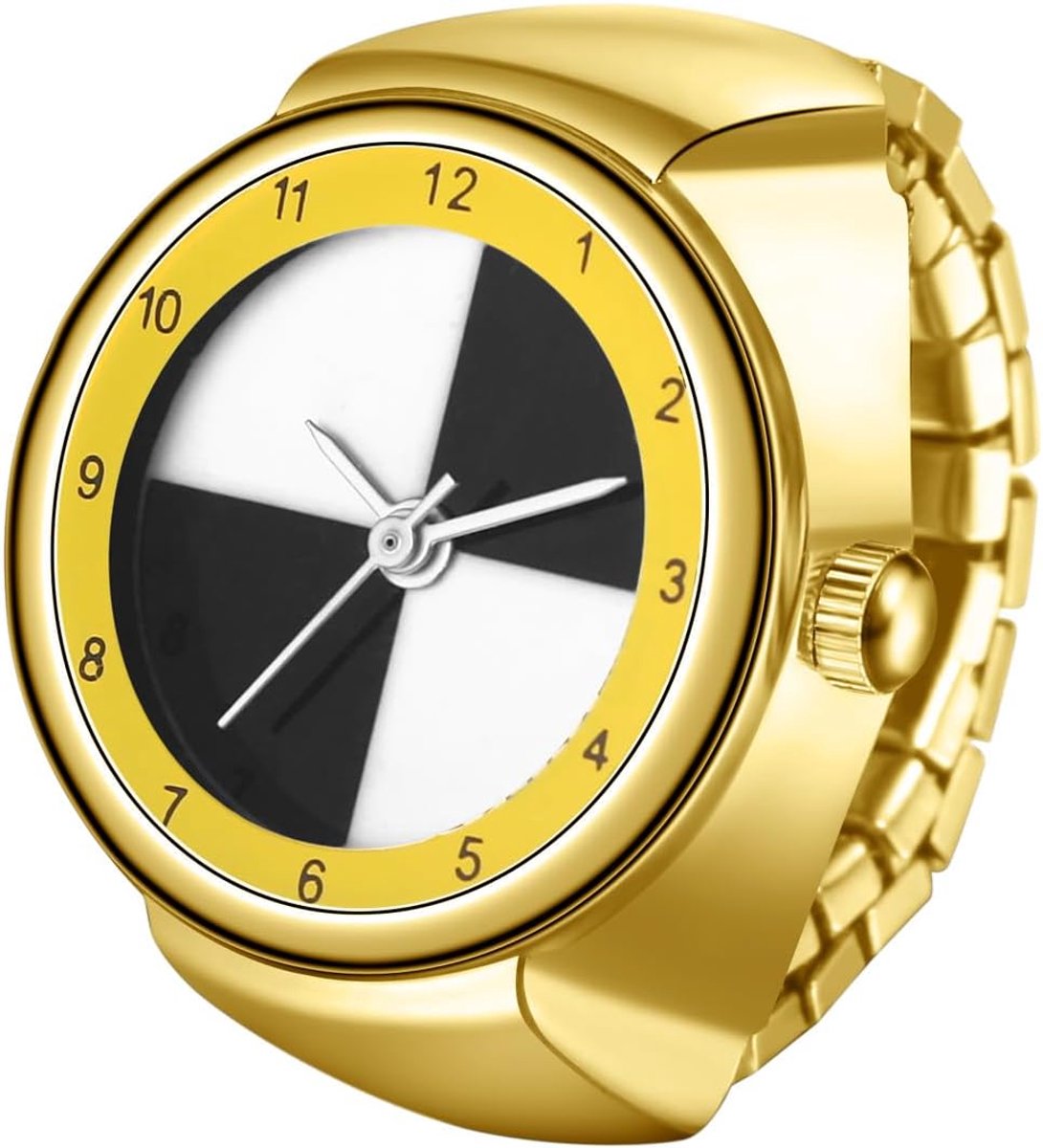 Avaner Ring watch women men stainless steel: modern finger watch with elastic stainless steel band Arabic numerals - ShopVlot