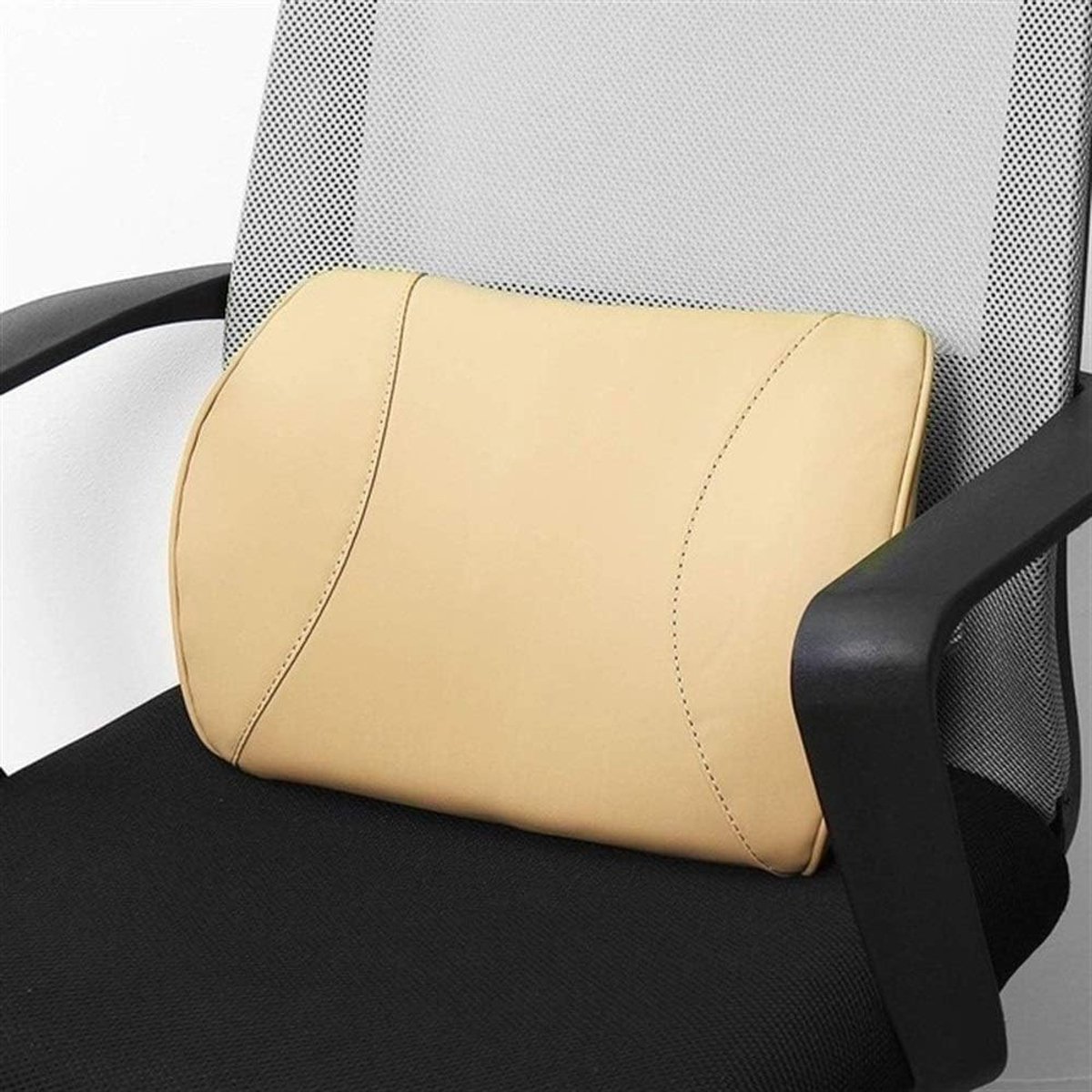 Soft Leather Memory Foam Car Neck Back Seat cushion lumbar support Massager Waist Cushion for Seats Car Seat relieve - ShopVlot