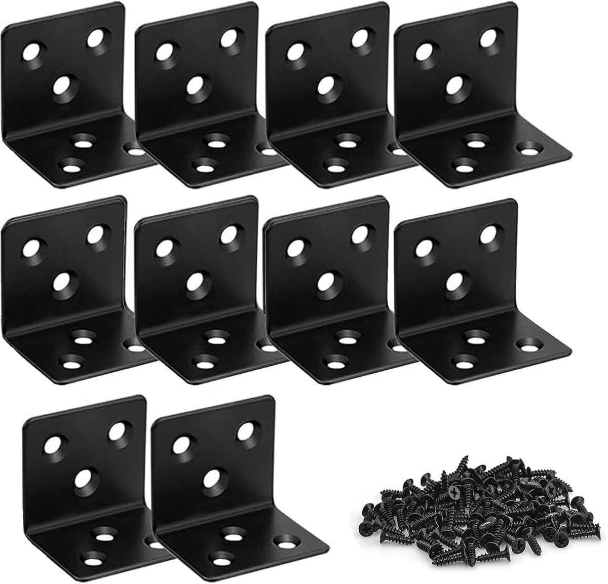 Pack of 10 Stainless Steel Corner Connectors, Perforated Plate Angle 90 Degree, 40 x 40 x 40 mm Hole Angle Wood - ShopVlot