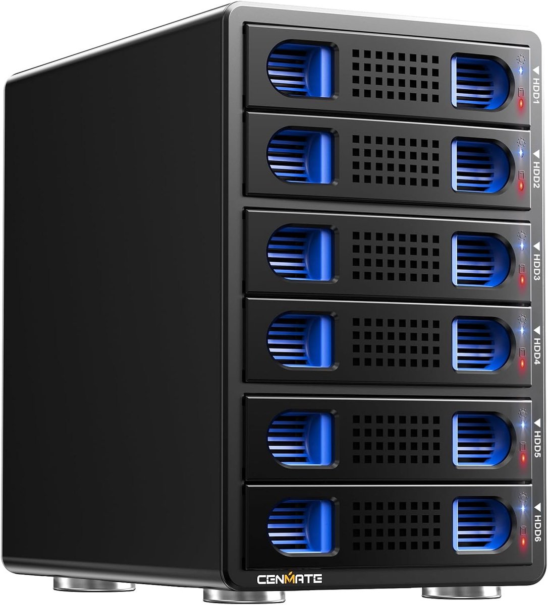CENMATE 6-bay hard drive enclosure with cooling fan for 2.5/3.5 inch SATA HDD/SSD with USB A/C 3.0 cable, 3.5 hard - ShopVlot
