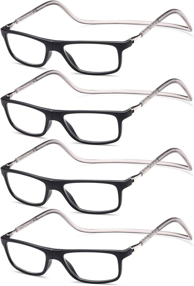 NEW VISION 4 Pack Magnetic Reading Glasses for Men and Women, Neck Glasses with Magnet Clip, UV400 CE Certified - ShopVlot